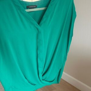 Trouve Emerald Green Draped Blouse